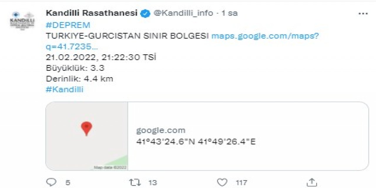 Türkiye Gürcistan sınırında iki ayrı deprem!