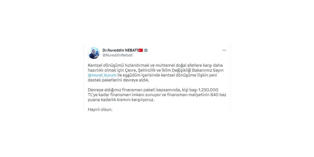 Bakan Nebati: Kentsel dönüşüme ilişkin yeni destek paketlerini devreye aldık