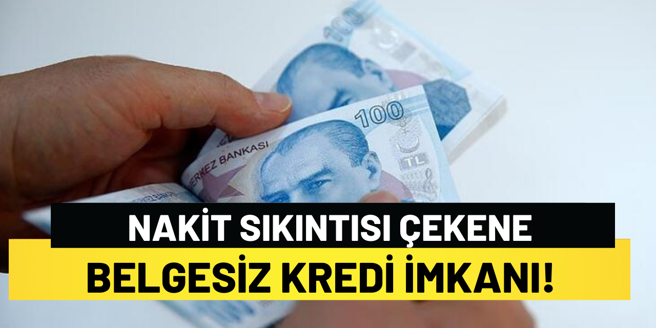 Nakit Sıkıntısı Çekene Belgesiz Kredi İmkanı!