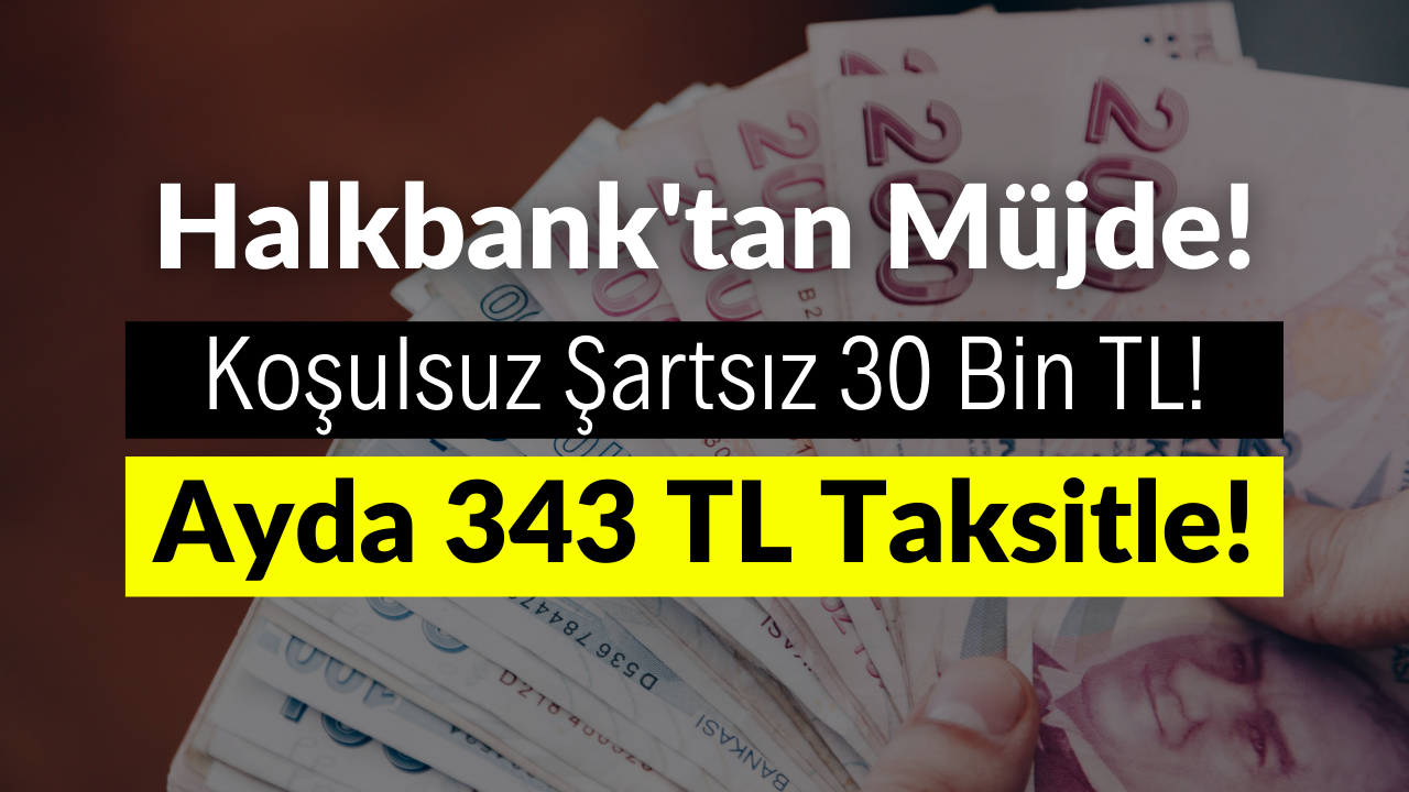 Halkbank Ayda 343 TL Ödemeli 30 Bin TL Kredi İmkanı! Şart Yok, Koşul Yok!