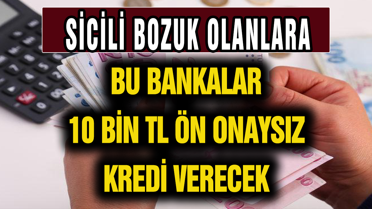 Ziraat Bankası, Vakıfbank, Halkbank, PTT, Burgan Bank, Fibabanka Sicili Bozuklara Ön Onaysız 10.000 TL Kredi