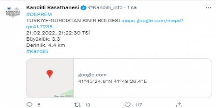Türkiye Gürcistan sınırında iki ayrı deprem!